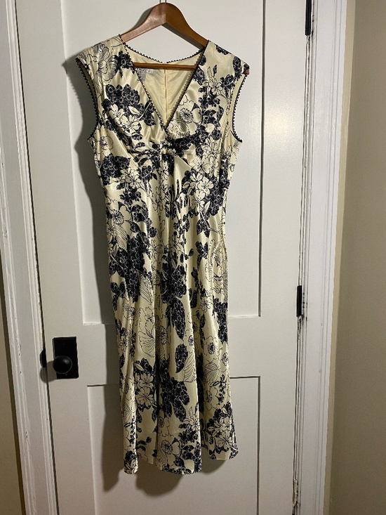 Beautiful vintage Nine West dress cream and black floral size 10 - Picture 1 of 7